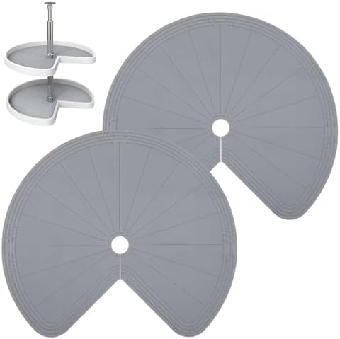 2 PCS 26" Lazy Susan Shelf Liner, Jaxbo Silicone Lazy Susan Liner for Dual Tier Pie Cut Organizer,Non-Slip Thermal Prote