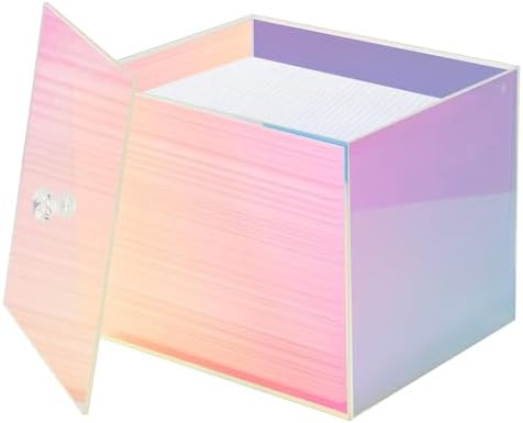 Weiai Disposable Face Towel Holder Container Acrylic Box for Clean Towels Rainbow