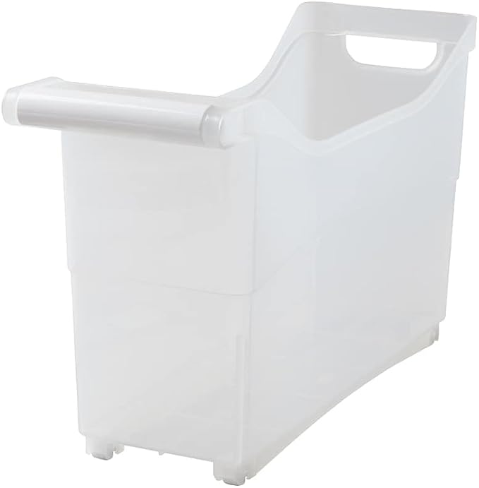 Storage Bin with Handle and Rolling Wheels for Kitchen Organization Plastic - White