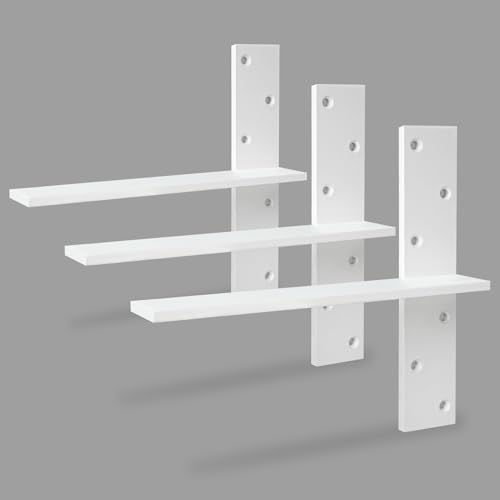 Free Hanging Countertop Support Bracket 14" Lx2.5 W 3 Pack White Heavy Duty Hidden Floating Wall Shelf Bracket 3/8" Thic