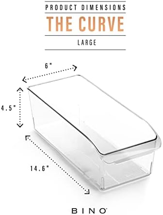 BINO | Plastic Storage Bins, Large | THE CURVE COLLECTION | Multi-Use Fridge / Freezer Organizer | Built-In Handle | BPA