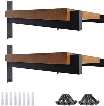 OVOV 4 Pack Heavy Duty Shelf Brackets 12 Inch Metal Shelf Supports Black
