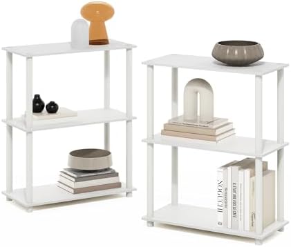 Furinno Turn-N-Tube Storage Shelves Set of 2, 3-Tier Book Shelf, Corner Shelf, Toolless Open Shelves, for Organization a