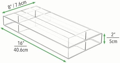 mDesign Plastic Divided Makeup Organizer Holder Tray for Bathroom Drawer, Vanity, Countertop Storage - Cosmetic Organiza