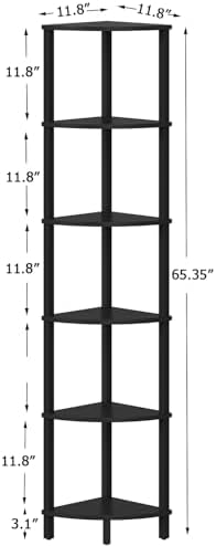 VIMBER Corner Shelf, 6-Tier Corner Bookshelf, Industrial Corner Ladder Shelf, DIY Storage Shelves, Modern Display Shelf 
