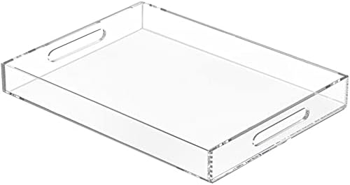 NIUBEE Clear Serving Tray 12x16 Inches -Spill Proof- Acrylic Decorative Tray Organiser for Ottoman Coffee Table Countert