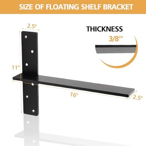 3 Pcs 3/8" Thick Floating Shower Bench Brackets 16"x11"x2.5"