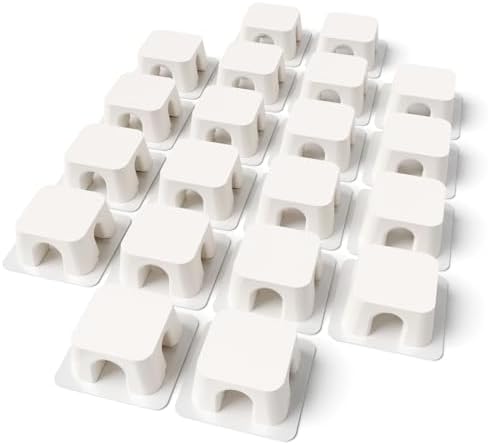 Magnetic Cable Organizer – Desktop Multipurpose Cord Keeper & Cable Management Clip for Home & Office (White Block 20Pcs