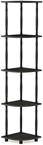 Furinno Turn-N-Tube 5 Tier Corner Display Rack Multipurpose Shelving Unit with Classic Tubes, Espresso/Black (18035EX/BK