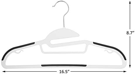 Finnhomy 50 Pack Plastic Hangers, Heavy Duty Clothes Hangers with Non-Slip Pads, Space Saving Easy Slide Organizer for Bedroom Closet, Great for Shirts, Pants, White