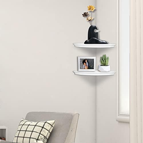 Floating Corner Wall Shelves Radial Wood Mounted Display Shelf for Bedroom Living Room Bathroom Kitchen 12 Inch Set of 2