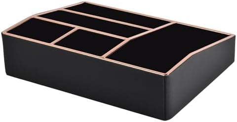 PU Leather Makeup Organizer Tray,Large Vanity Organizer,Cosmetic Storage Box for Lipstick Brushes Skincare Perfume,Cosme