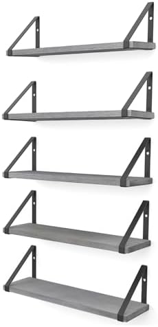 Wallniture Ponza 17'' x 4.5'' Floating Wall Shelf Bathroom, Small Wood Book Shelves for Wall Storage, Wall Mounted Shelf