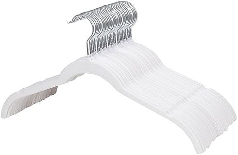 ManGotree 16.5'' Velvet Shirt Hangers with 360° Swivel Hook 50 Pack White