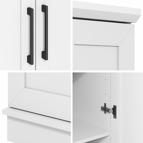 Furinno Robin Storage Cabinet, 5-Tier Pantry Cabinet with Adjustable Shelves, 23W with 2 Shaker-Doors, Kitchen Cabinet, 
