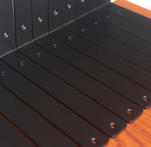 16 Pack - L 11" x H 6" x W1.5, 5mm Thick Black L Shelf Bracket, Iron Shelf Brackets, Metal Shelf Brackets, Floating Shel