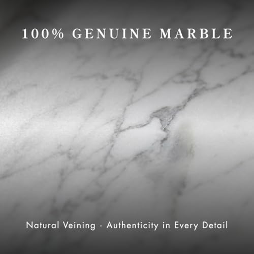 Bey-Berk Atticus Marble Bath Tray (White), 14.25" x 3.75" x 4", Genuine Stone Vanity Organizer