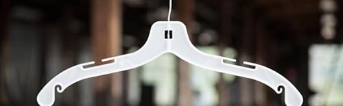 NAHANCO 17” White Mid-Heavyweight Plastic Hanger, 50 Pack