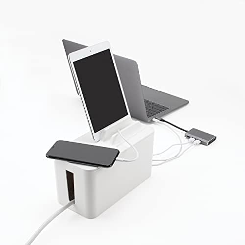 Bluelounge CableBox Mini Station White Cable and Cord Management System - Small Surge Protector Included