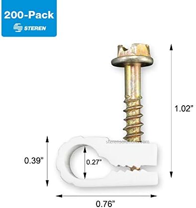 STEREN Coaxial Cable Clips - Cable Holders - White - 200 Pack