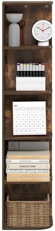 Furinno PASIR Book Shelf, 5-Tier Corner Bookshelf with Open Shelf, Standing Bookcase, 9.3 x 12 x 51.7, for Organization 