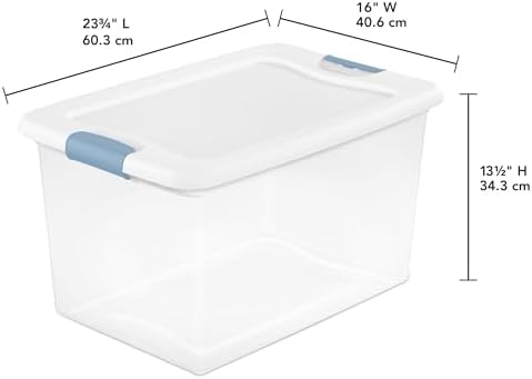 Sterilite Latching Box with Lids for Home and Office, 64 Quart, 16-Pack