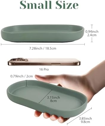 INGOFIN 7" Ceramic Bathroom Vanity Tray Set- 2 Pcs Bathroom Organizer Countertop Tray for Perfume, Jewelry, Small Kitche