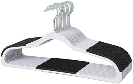 Finnhomy Heavy Duty 50 Pack Plastic Hangers, Clothes Hangers with New Generation Non-Slip Pads,Space Saving Easy Slide Organizer for Bedroom Closet, Great for Shirts, Pants, White