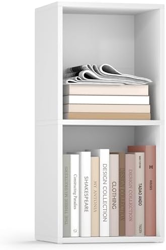 VASAGLE Bookshelf, 2-Tier Bookcase, 11.8 x 9.4 x 25.2 Inches