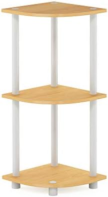 3-Tier Corner Shelf, Display Storage Shelves with Open Shelves, Corner Bookshelf for Organization and Storage, Home Offi