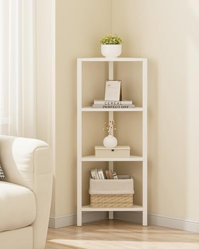 TUTOTAK Corner Shelf, 4-Tier Corner Bookshelf for Small Space