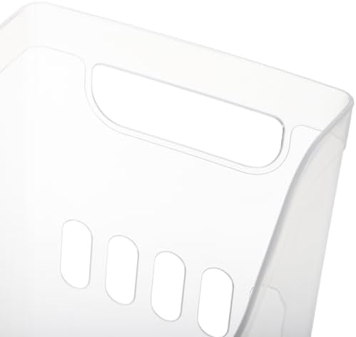 Peohud 3 Pack Freezer Organizer Bins with Wheels, Clear Plastic Pantry Storage Organizer with Handle, Tall Narrow Kitche