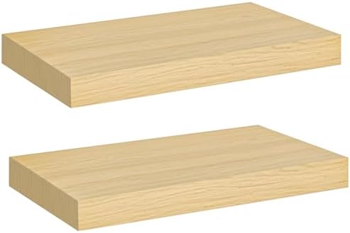 HOOBRO Floating Shelves for Wall, Wall Mounted Shelf Set of 2, 15.7" Hanging Shelf with Invisible Brackets, for Wall Dec