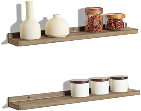 Freezing point Floating Shelf for Wall Set of 2 Natural Wood 23Inch Wall Shelves Decor Plant Display Collectibles Mounte