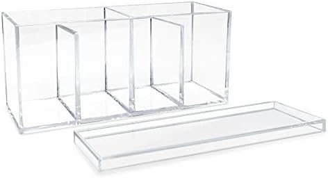 Isaac Jacobs 4-Compartment Clear Acrylic Organizer with Lid - 9" x 3" x 4"
