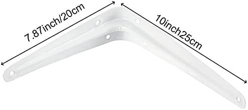 ZOENHOU 24 Pack 8 x 10 Inch White Shelf Brackets, Heavy Duty L Bracket Support with 144 Screws and 72 Expansion Tubes, M