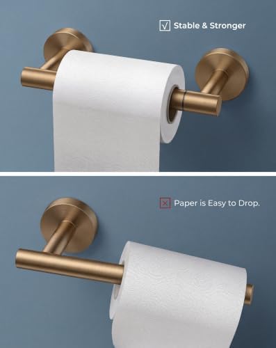 FORIOUS Toilet Paper Holder Wall Mount, Stainless Steel Rustproof Double Post Pivoting Tissue Roll Holder for Bathroom, 