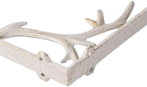 1PCS Cast Iron Deer Antler Wall Shelf Bracket, 6.2in (H), White