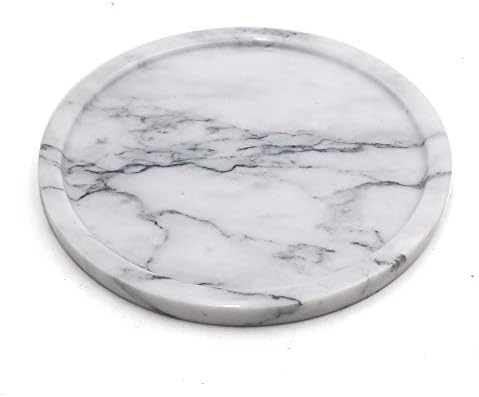 LUANT Circular Marble Stone Decorative Tray for Counter, Vanity, Dresser, Nightstand or Desk, Diameter 8 Inches