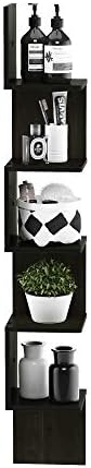 Furinno Rossi 5-Tier Corner Square Floating Shelves for Wall, Espresso