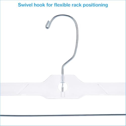 SSWBasics 14 Inch Clear Plastic Skirt Hangers and Pants Hangers with Clips