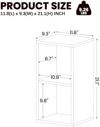 2 Cube Storage Organizer, Small Cube Shelf, Wooden Short Bookshelf Brown