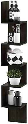 Furinno Rossi 5-Tier Corner Square Floating Shelves for Wall, Espresso