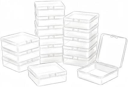 LJY 16 Clear Square Plastic Boxes, 3.3 x 3.3 x 1.1 in for Craft Kits