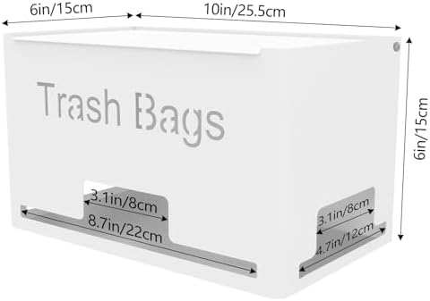 STWWO Large Trash Bag Holder, Garbage Bag Dispenser Roll Holder, White