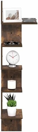 Furinno Rossi 5-Tier Corner Floating Shelves for Wall, Amber Pine