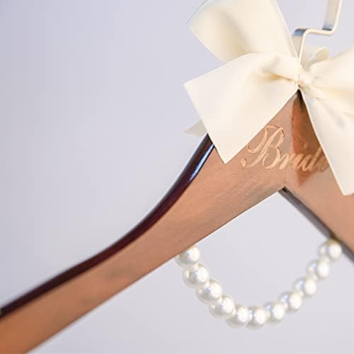 Wedding Dress Hanger for Bride, Wooden Hanger with Pearls and Bow