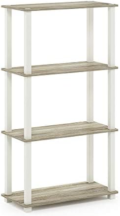 Furinno TURN-S-TUBE Storage Shelves, 4-Tier Book Shelf, Corner Shelf, Toolless Open Shelves, for Organization and Storag
