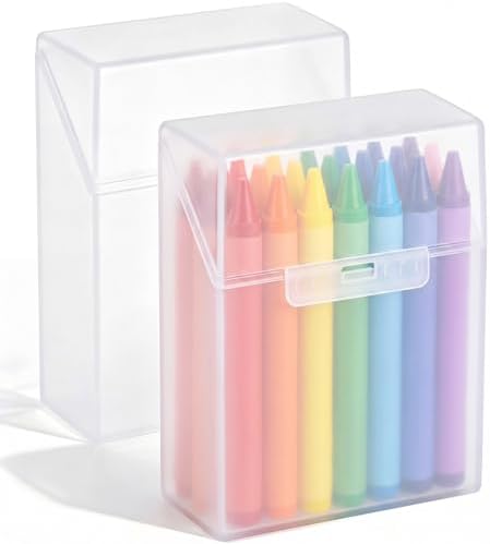 Clabby 2 Pcs Clear Plastic Crayon Boxes Hold 24 Count, Clear