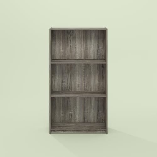 Hagen 3-Tier Bookshelf, 40 Inch Tall Bookcase, for Home Office, Study, Living Room, Olive Oak